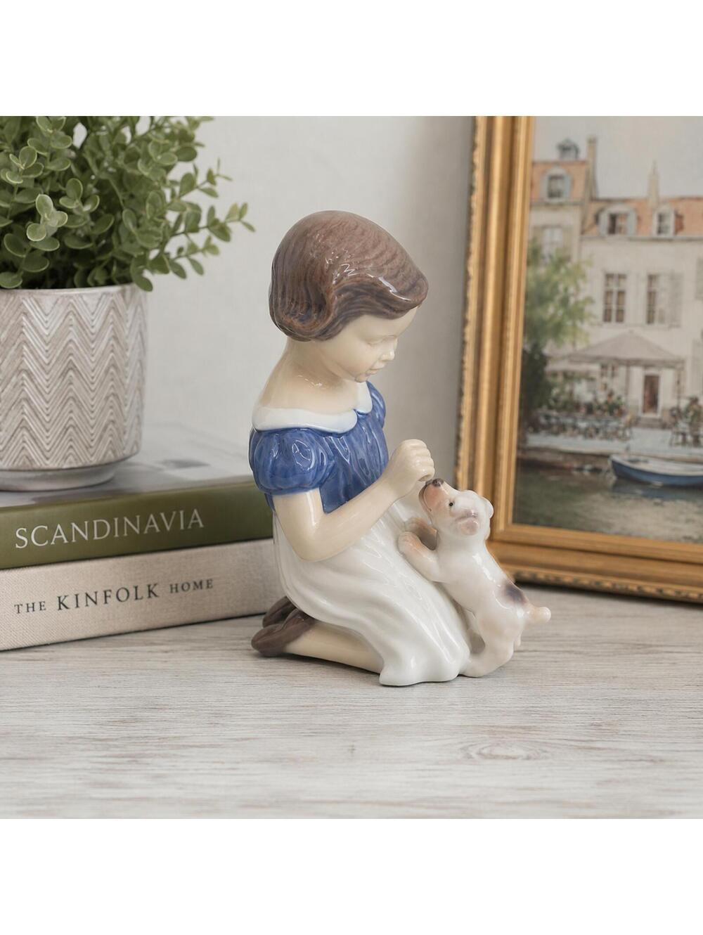 Vintage Bing & Grondahl Denmark Girl with Puppy Porcelain Figurine 2316